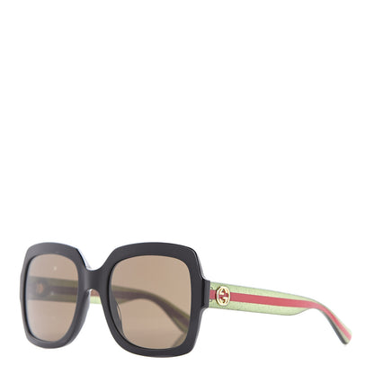 Gucci Oversize Square Web GG 0036S Sunglasses Black Green 1 of 8