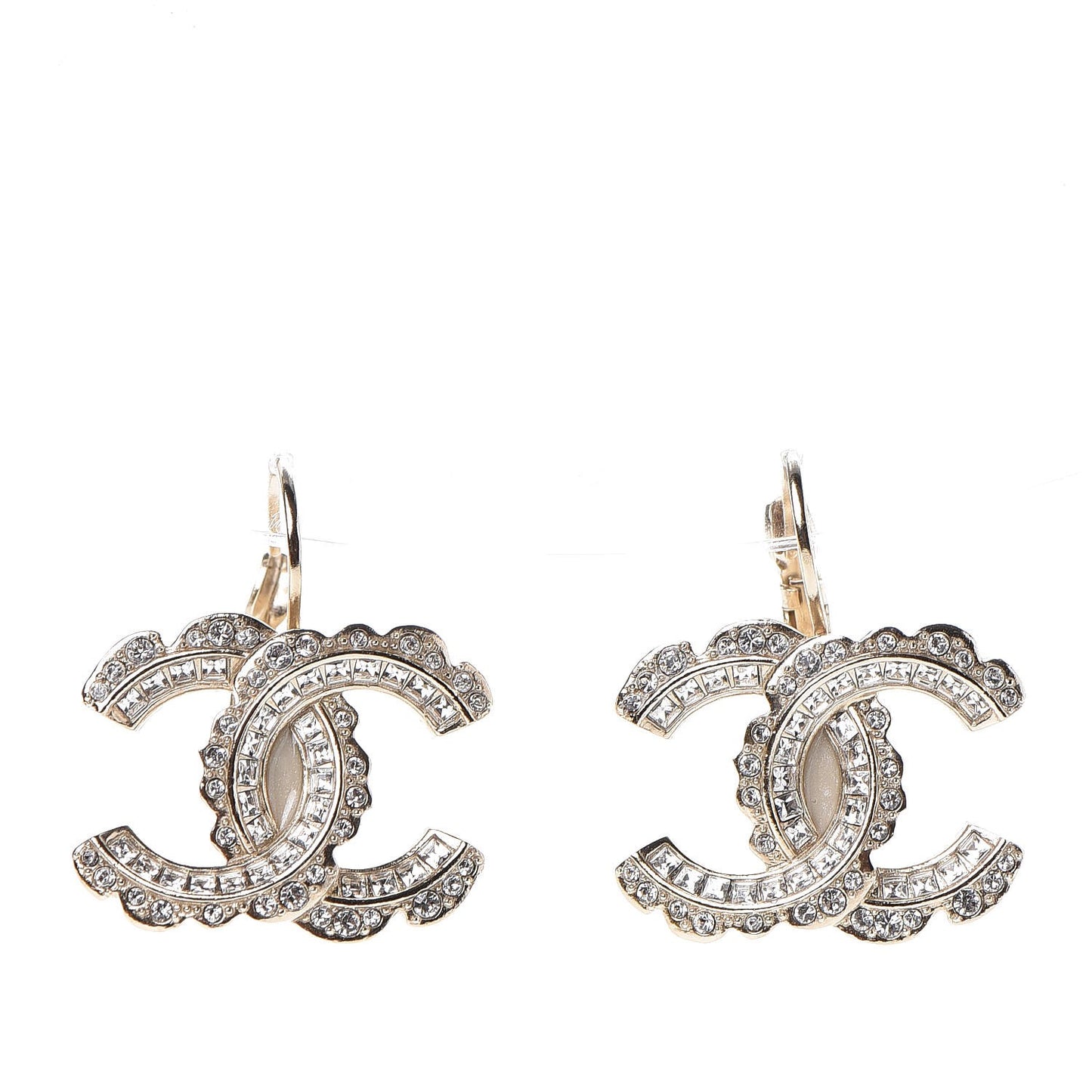 Crystal Enamel CC Hoop Earrings Gold