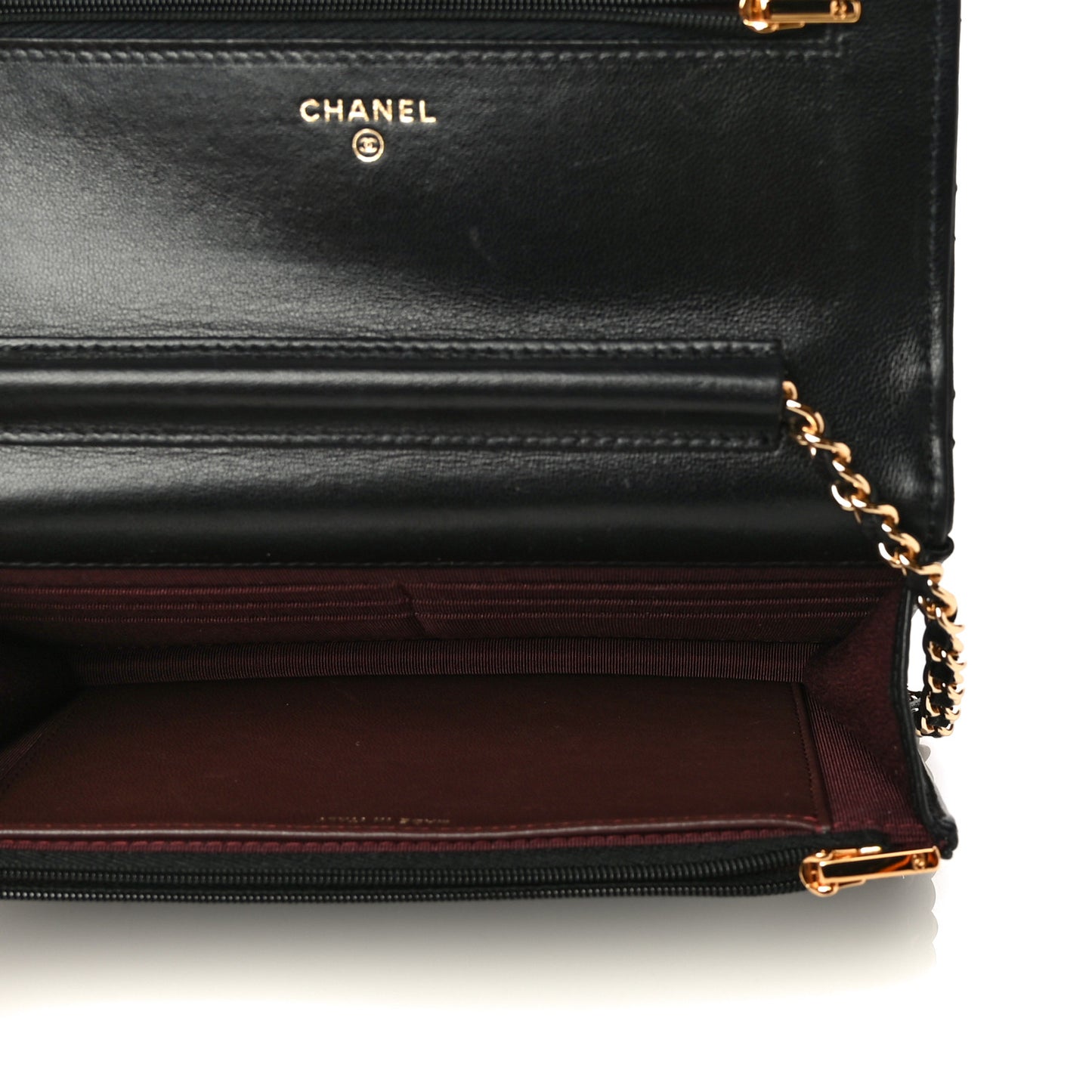 Lambskin Quilted Wallet On Chain WOC Black