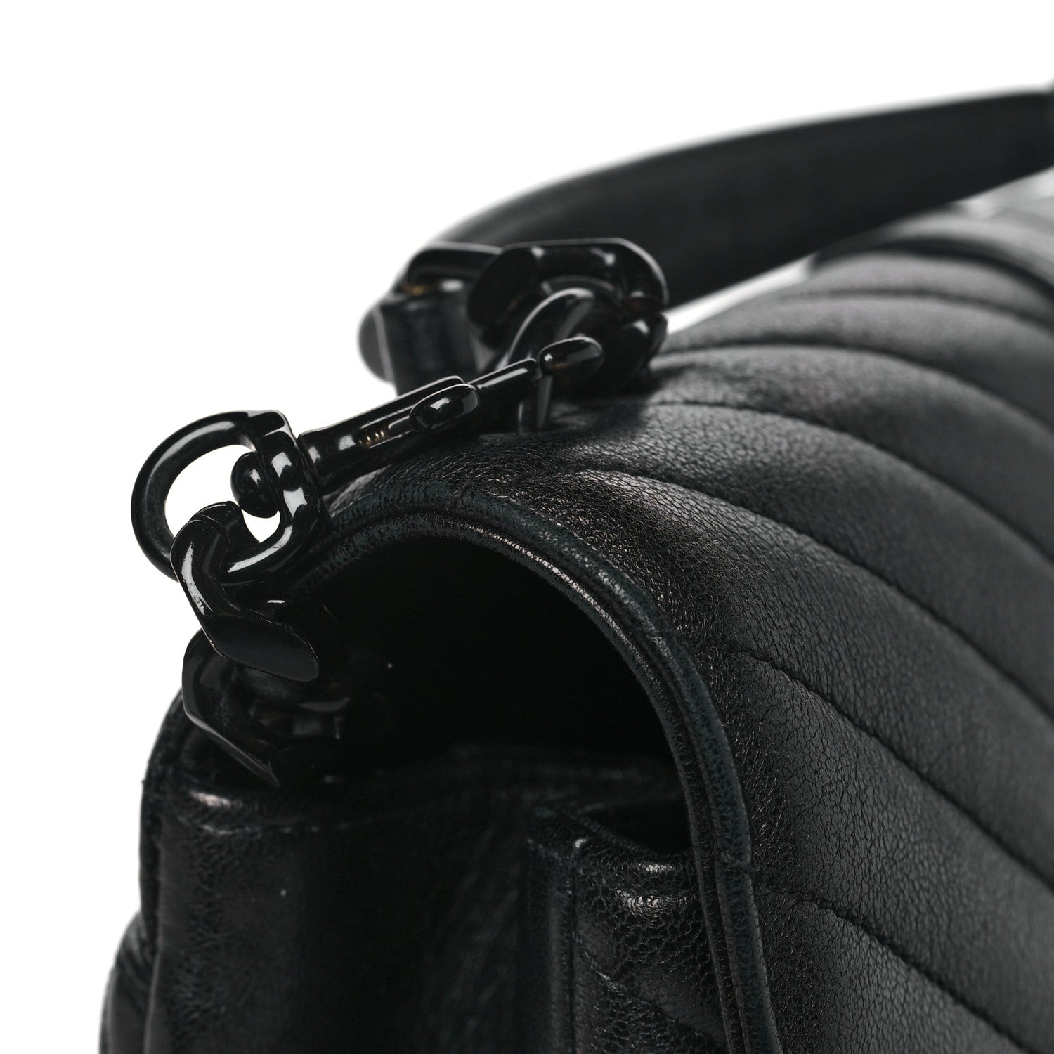 Saint Laurent Sheepskin Matelasse Chevron Monogram Monochrome Medium College Bag Black 11 of 11