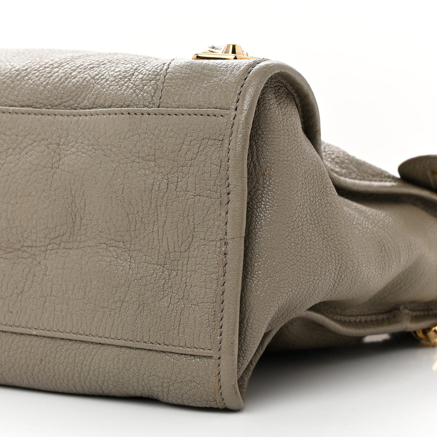 Chevre Gold Metallic Edge Hardware City Gris Taupe