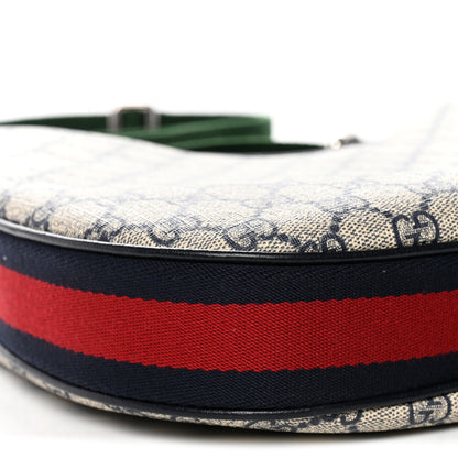 Gucci GG Supreme Monogram Textured Calfskin Web Large Attache Shoulder Bag Beige Blue 9 of 10
