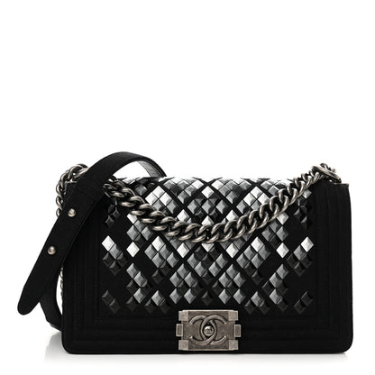 Chanel Wool Lambskin Embroidered Mosaic Medium Boy Flap Black 1 of 15