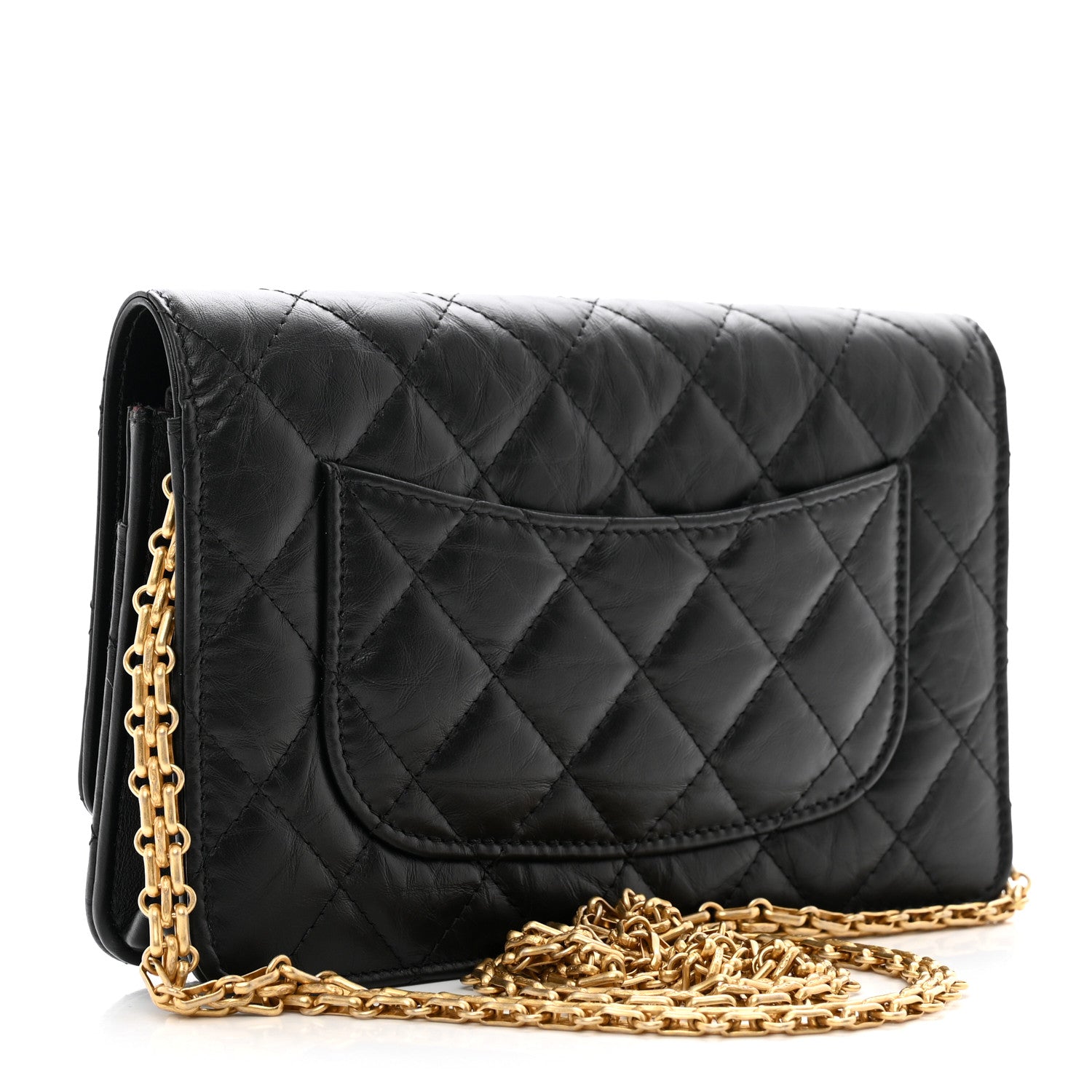 Chanel Aged Calfskin Quilted Reissue Wallet On Chain WOC Black 2 of 11