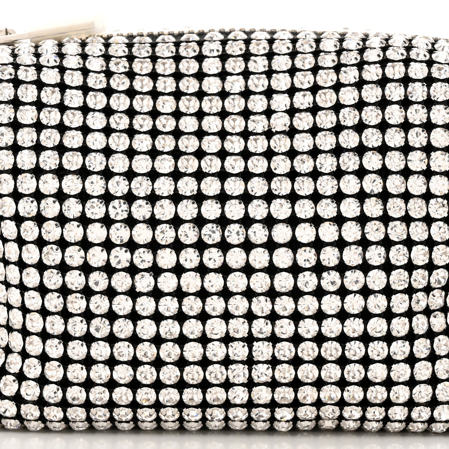 Mesh Crystal Rhinestone Mini Heiress Pouch Black Silver