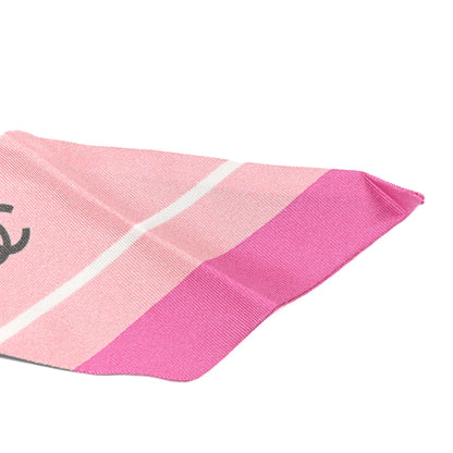 Chanel Silk Twill Slim Bandeau Scarf Pink Grey Light Pink 4 of 8