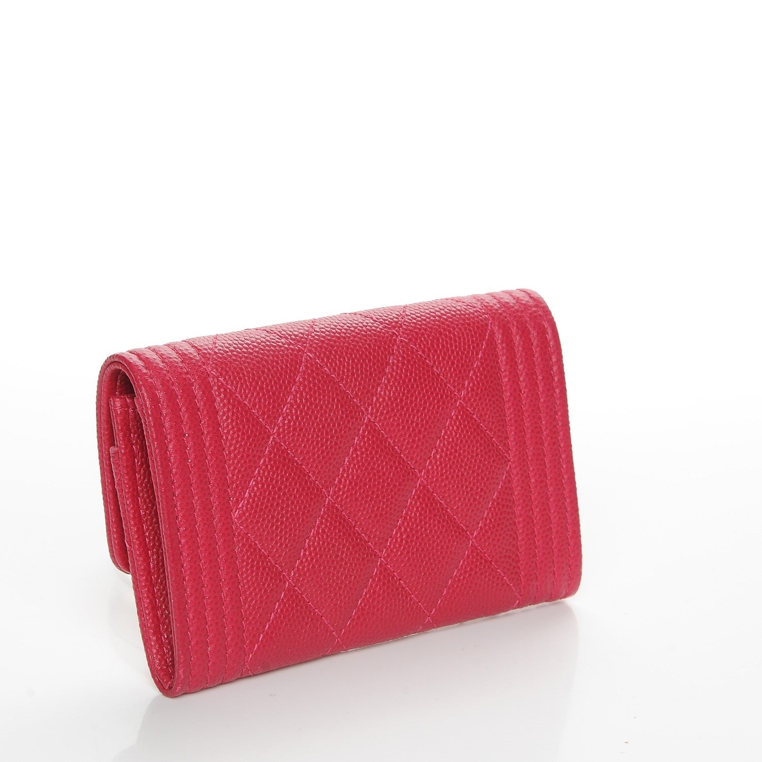 Chanel Caviar Quilted Boy Card Holder Wallet Fuchsia 3 of 9