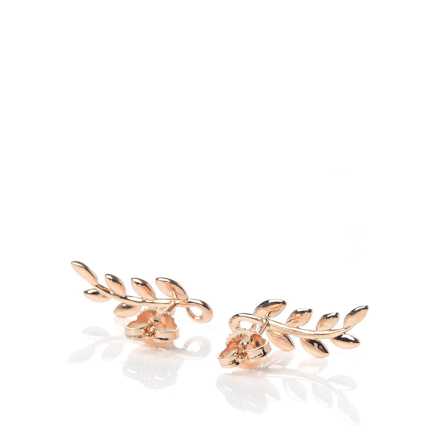 Tiffany 18K Rose Gold Paloma Picasso Olive Leaf Climber Earrings 3 of 4