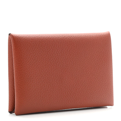 Hermes Evercolor Calvi Card Case Sienne 3 of 5