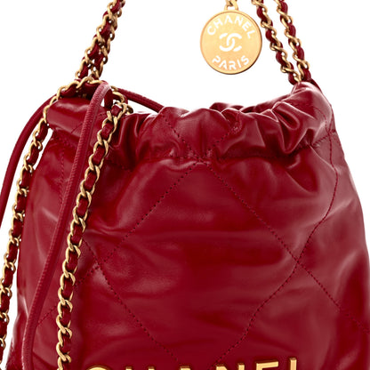 Chanel Shiny Calfskin Quilted Mini Chanel 22 Red 8 of 10