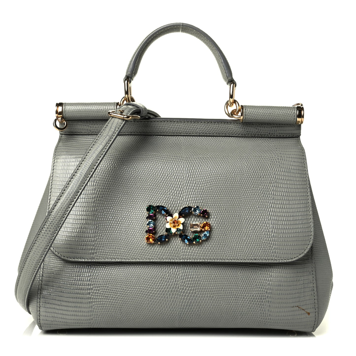 Stampa Iguana Crystal Medium Miss Sicily Satchel Grey