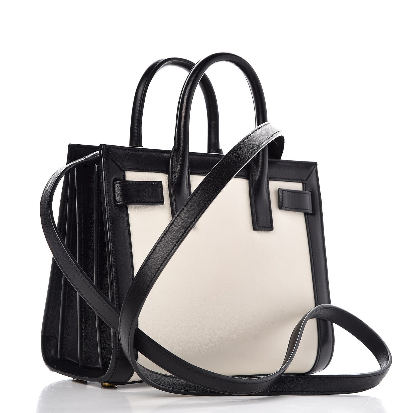 Calfskin Bi-Color Nano Sac De Jour Porcellana Black