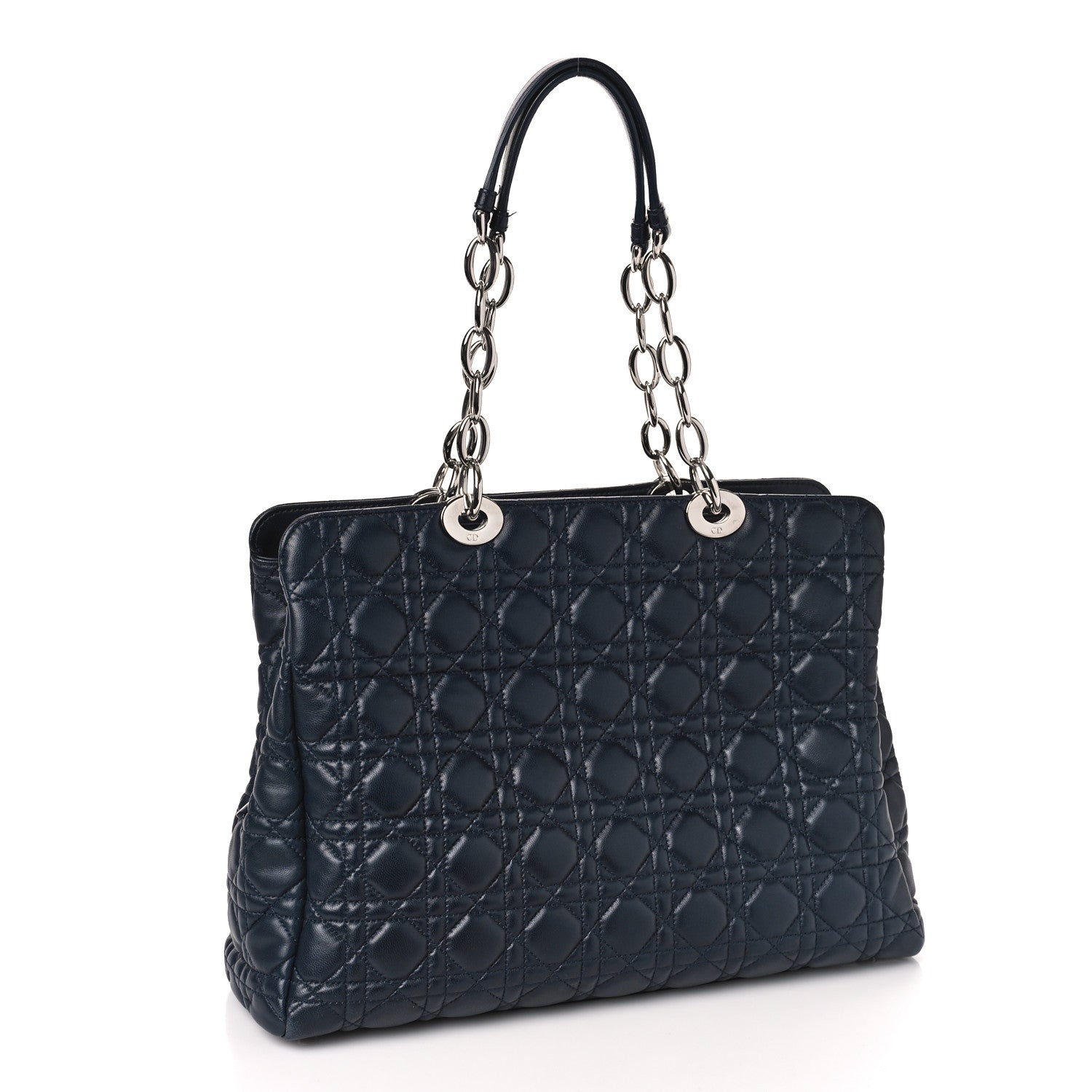 Christian Dior Lambskin Cannage Large Dior Soft Shopping Tote Navy 3 of 9