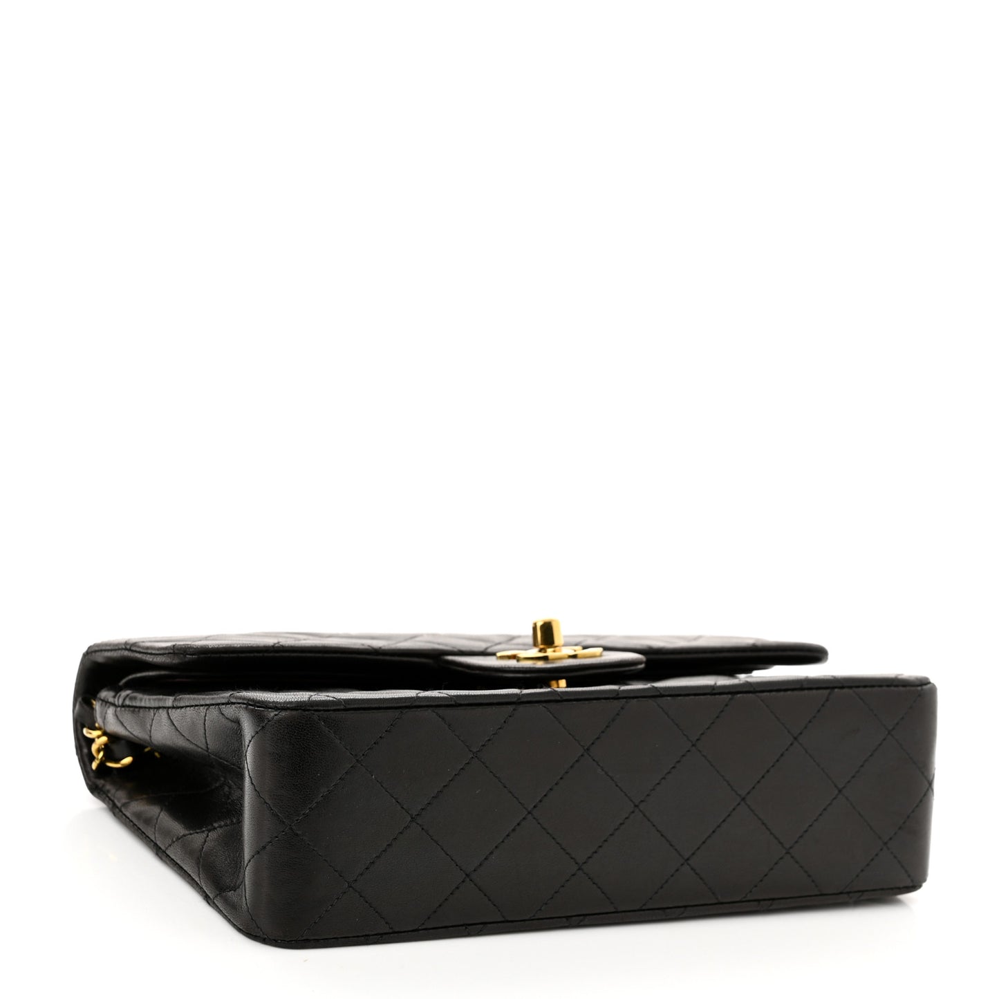 Lambskin Quilted Small Double Flap Black
