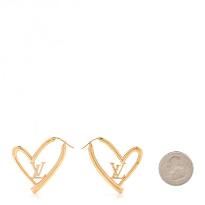 Louis Vuitton Metal Fall In Love Hoop Earrings GM Gold 2 of 5