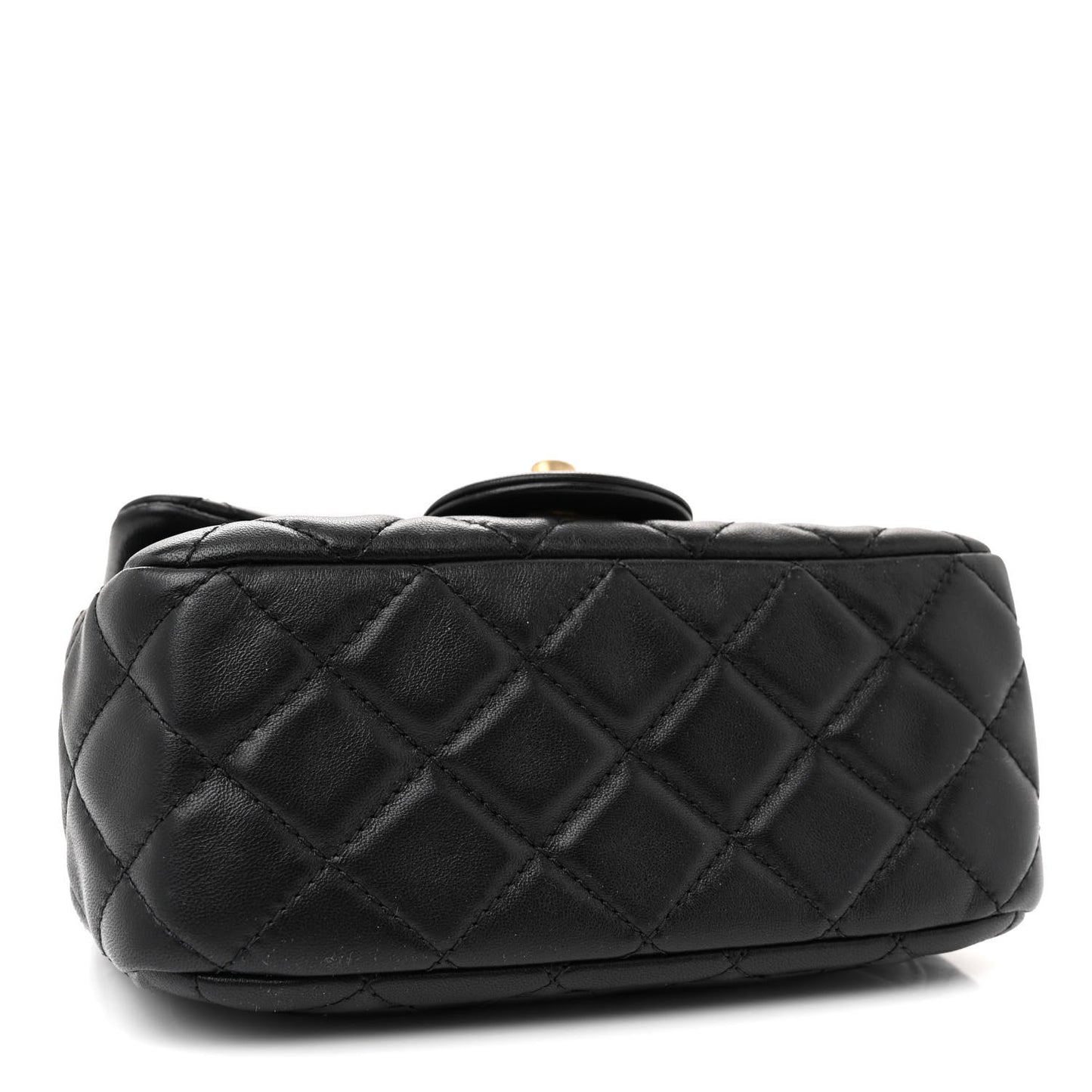 Lambskin Quilted Mini Pearl Crush Flap Black
