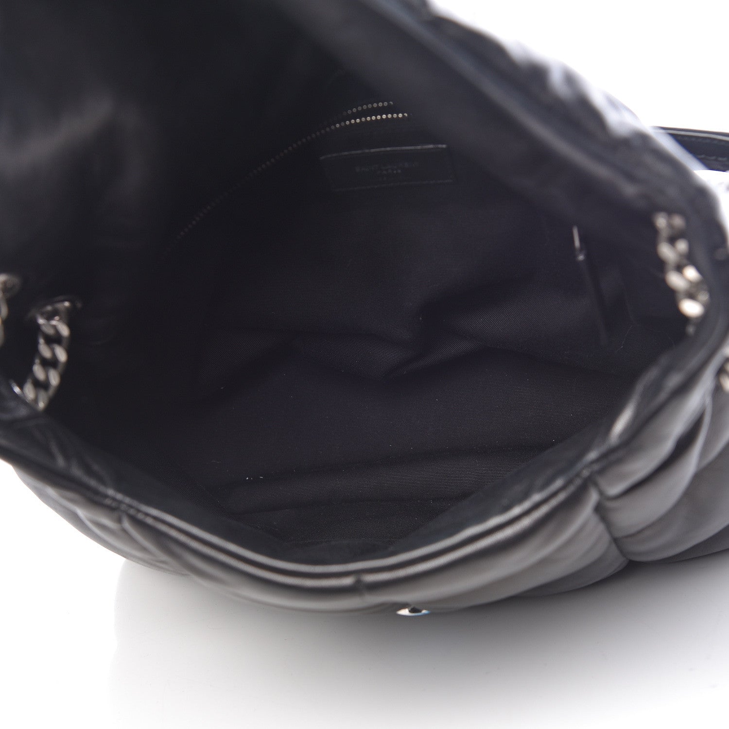 Saint Laurent Lambskin Quilted Medium Loulou Puffer Monogram Chain Satchel Black 5 of 10