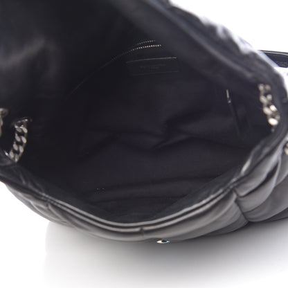 Saint Laurent Lambskin Quilted Medium Loulou Puffer Monogram Chain Satchel Black 5 of 10