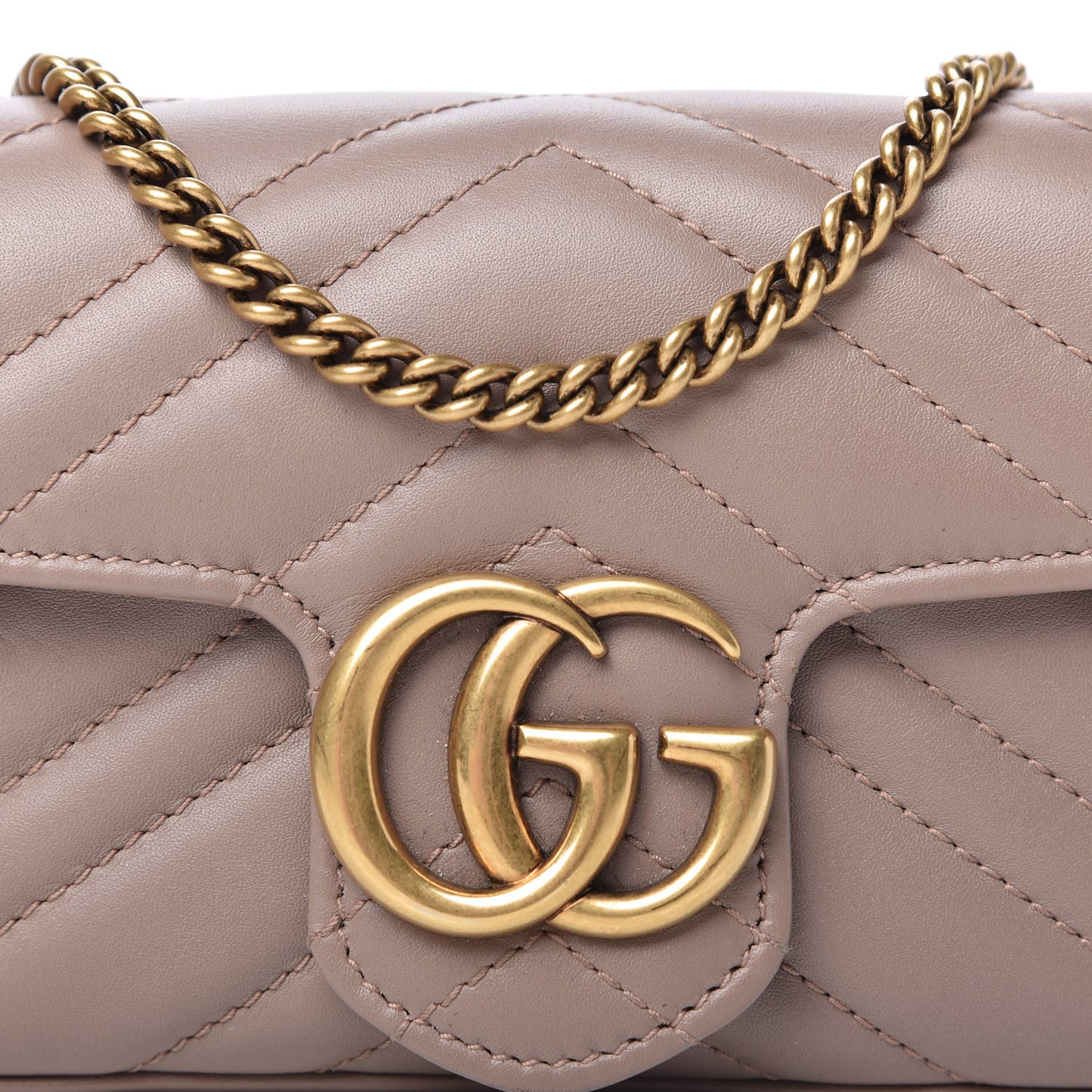 Calfskin Matelasse Super Mini GG Marmont Shoulder Bag Porcelain Rose