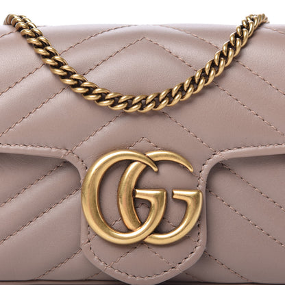 Gucci Calfskin Matelasse Super Mini GG Marmont Shoulder Bag Porcelain Rose 10 of 11
