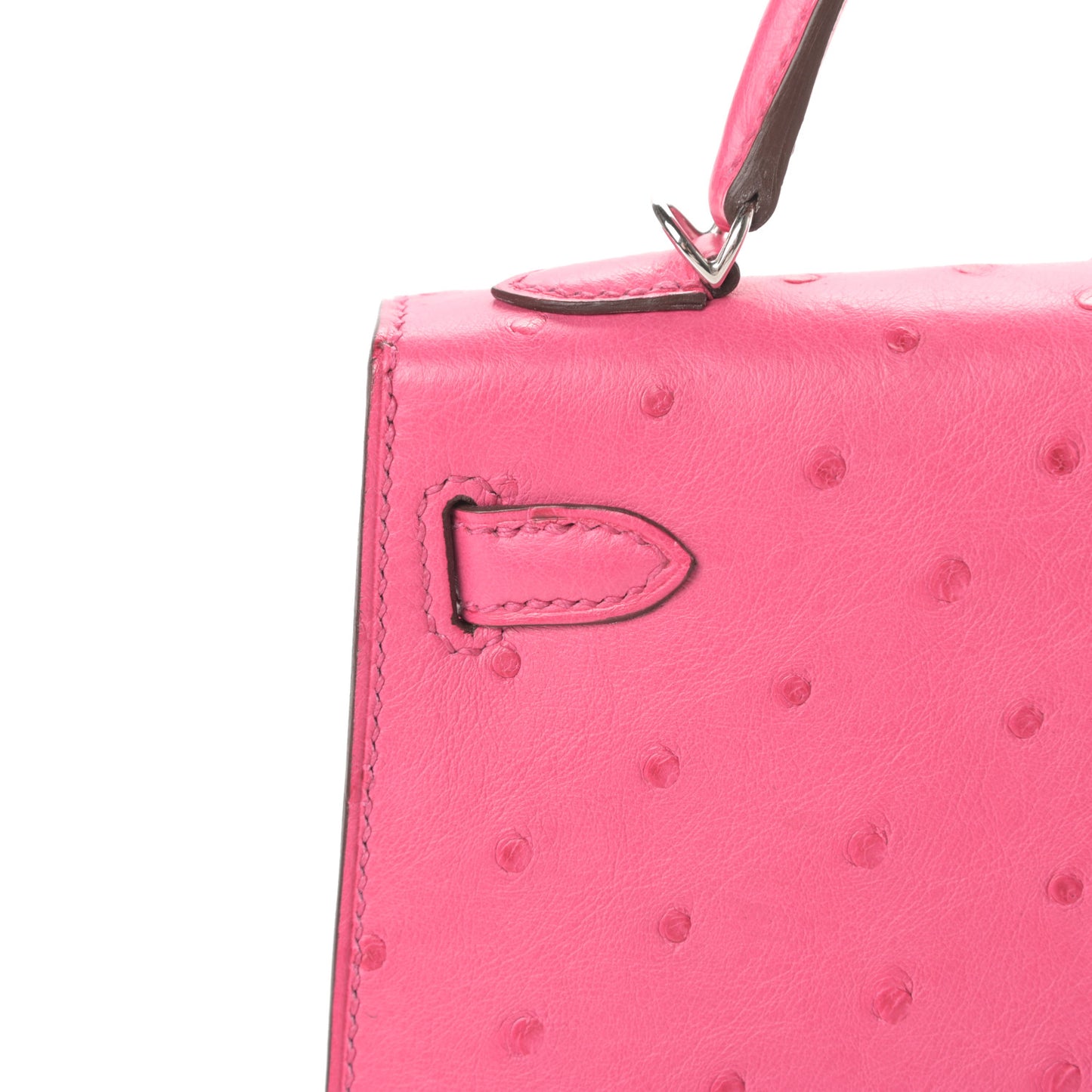 Ostrich Kelly Sellier Mini 20 Rose Tyrien