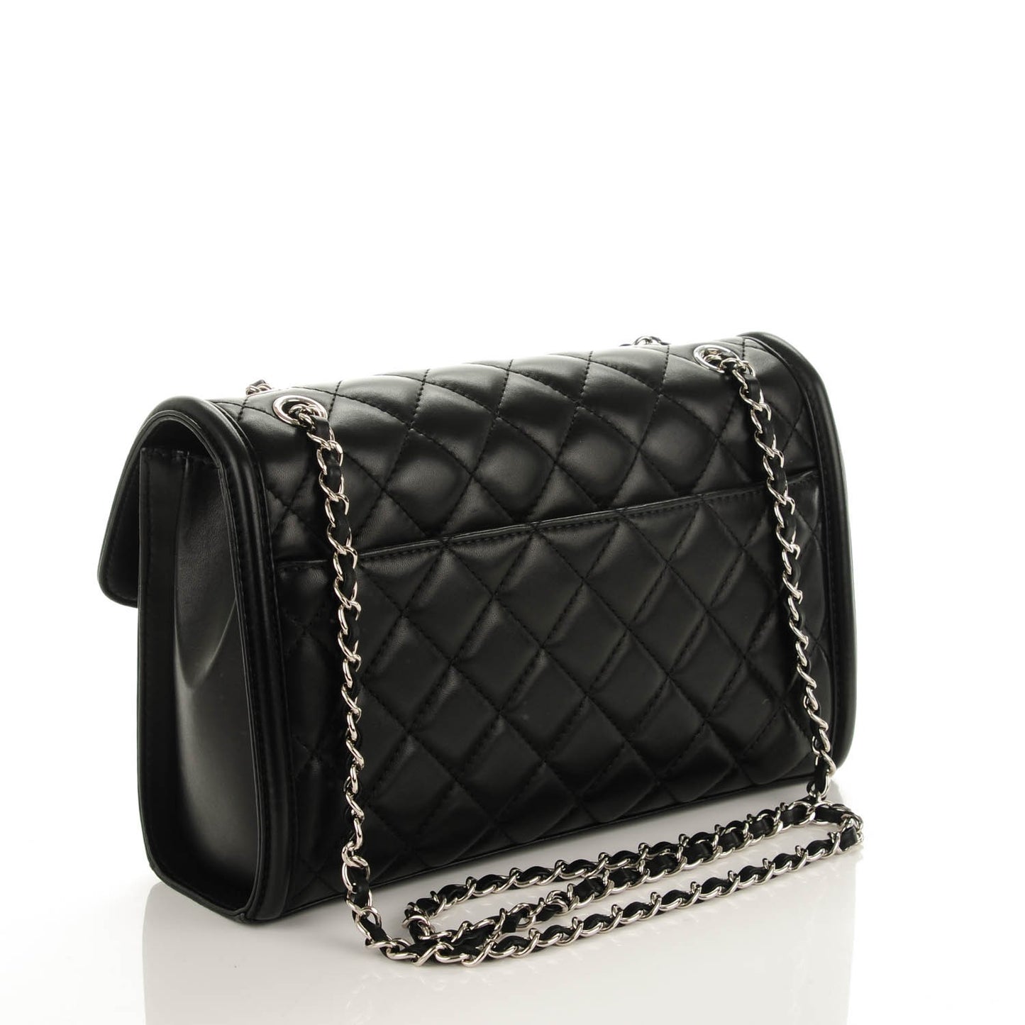 Lambskin Quilted Large Geometric Flap Black