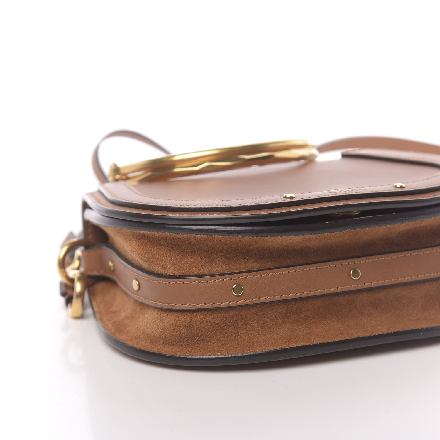 Chloe Calfskin Suede Small Nile Bracelet Bag Caramel 8 of 9