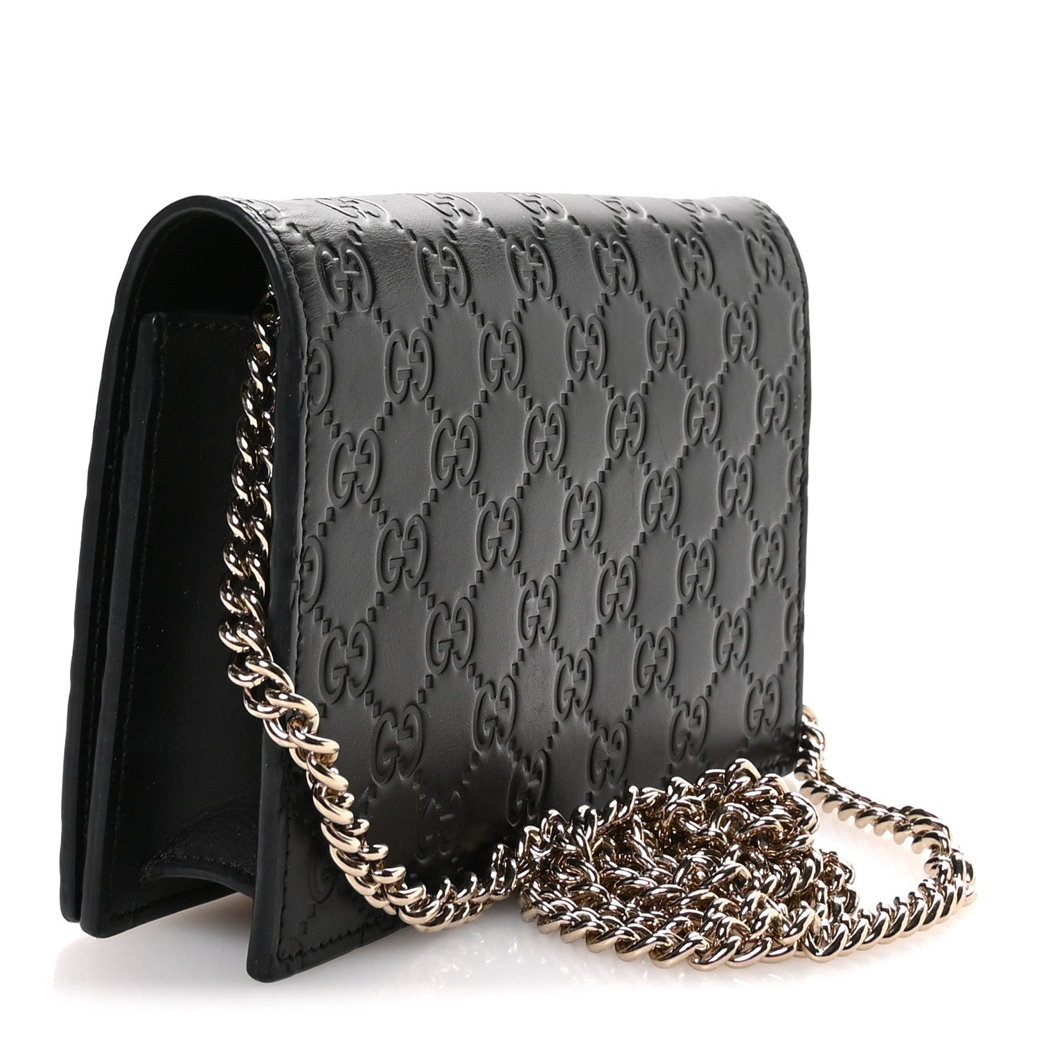 Gucci Guccissima Signature Bowy Chain Wallet Black 3 of 11