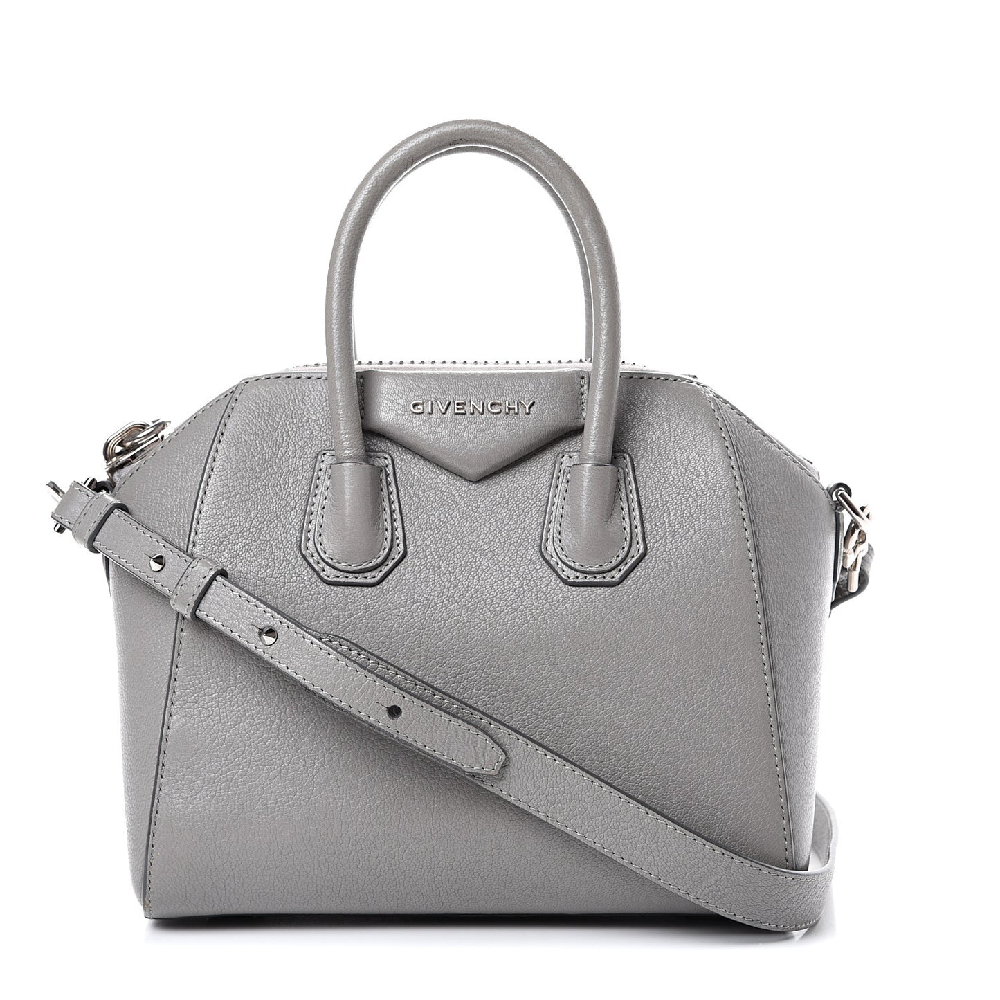 Sugar Goatskin Mini Antigona Pearl Grey