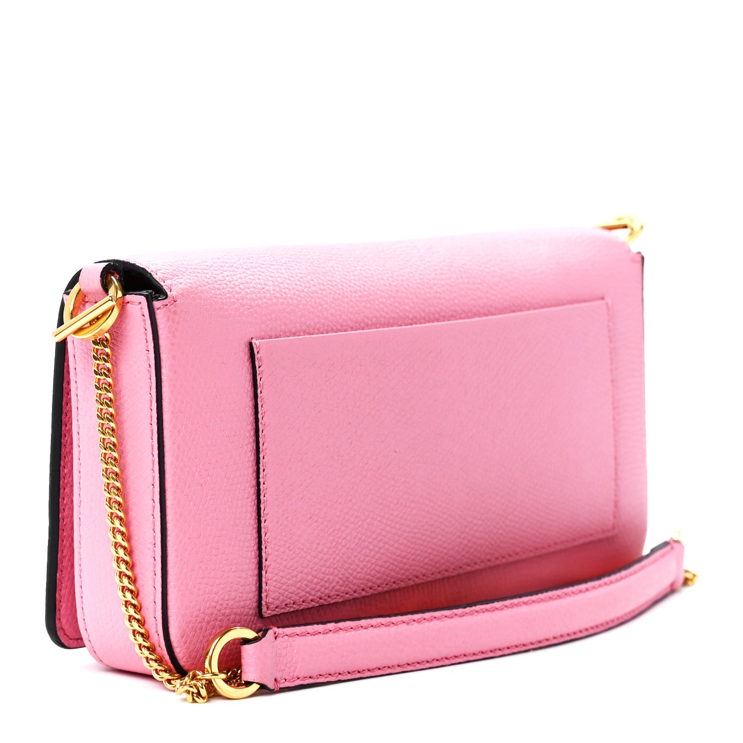 Grainy Calfskin Vlogo Pouch With Chain Candy Rose
