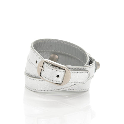 Balenciaga Agneau Arena Classic Hardware Triple Tour M Bracelet Gris Aluminum 3 of 6