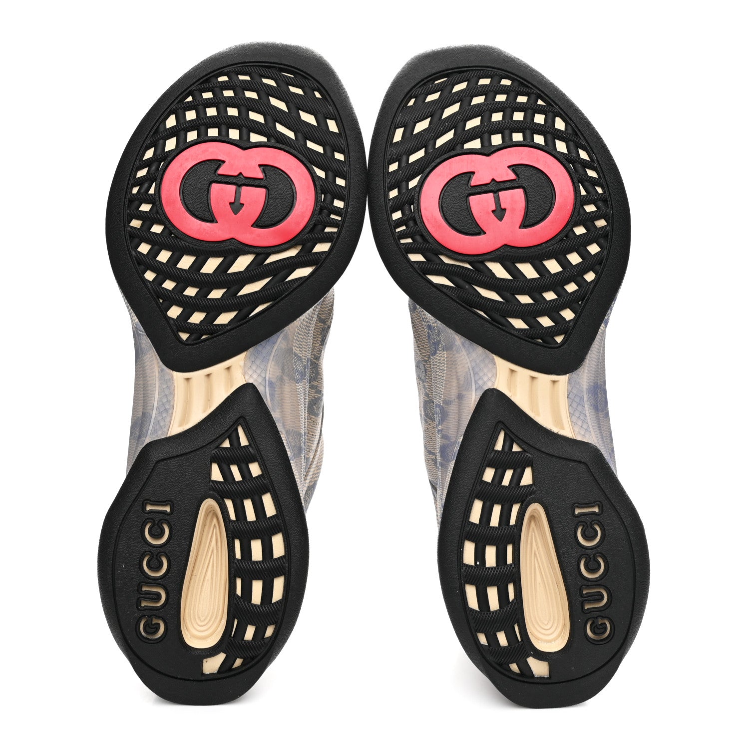 Gucci Ultralight Plume Calfskin Monogram Printed Mens Gucci Run Sneakers 10 Beige Blue 6 of 10