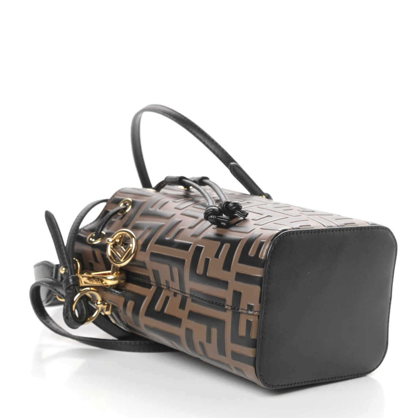 Vitello Liberty F is Fendi Bi-Color FF 1974 Embossed Mini Mon Tresor Bucket Bag Maya Black