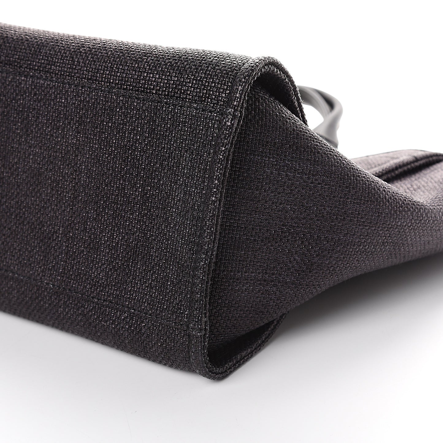 Woven Straw Raffia Medium Deauville Tote Black