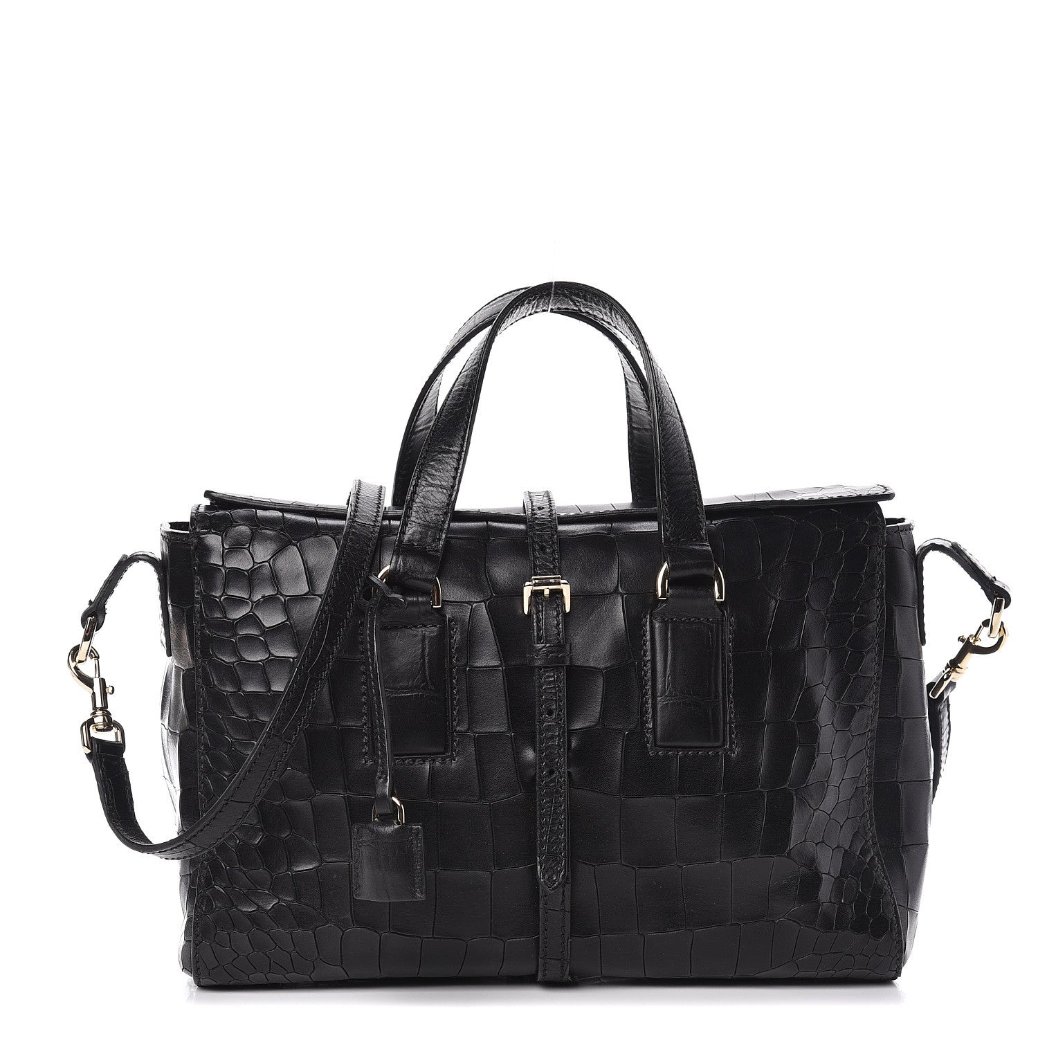 Mulberry Calfskin Crocodile Embossed Small Roxette Black 1 of 11