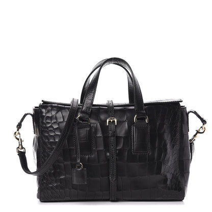 Mulberry Calfskin Crocodile Embossed Small Roxette Black 1 of 11