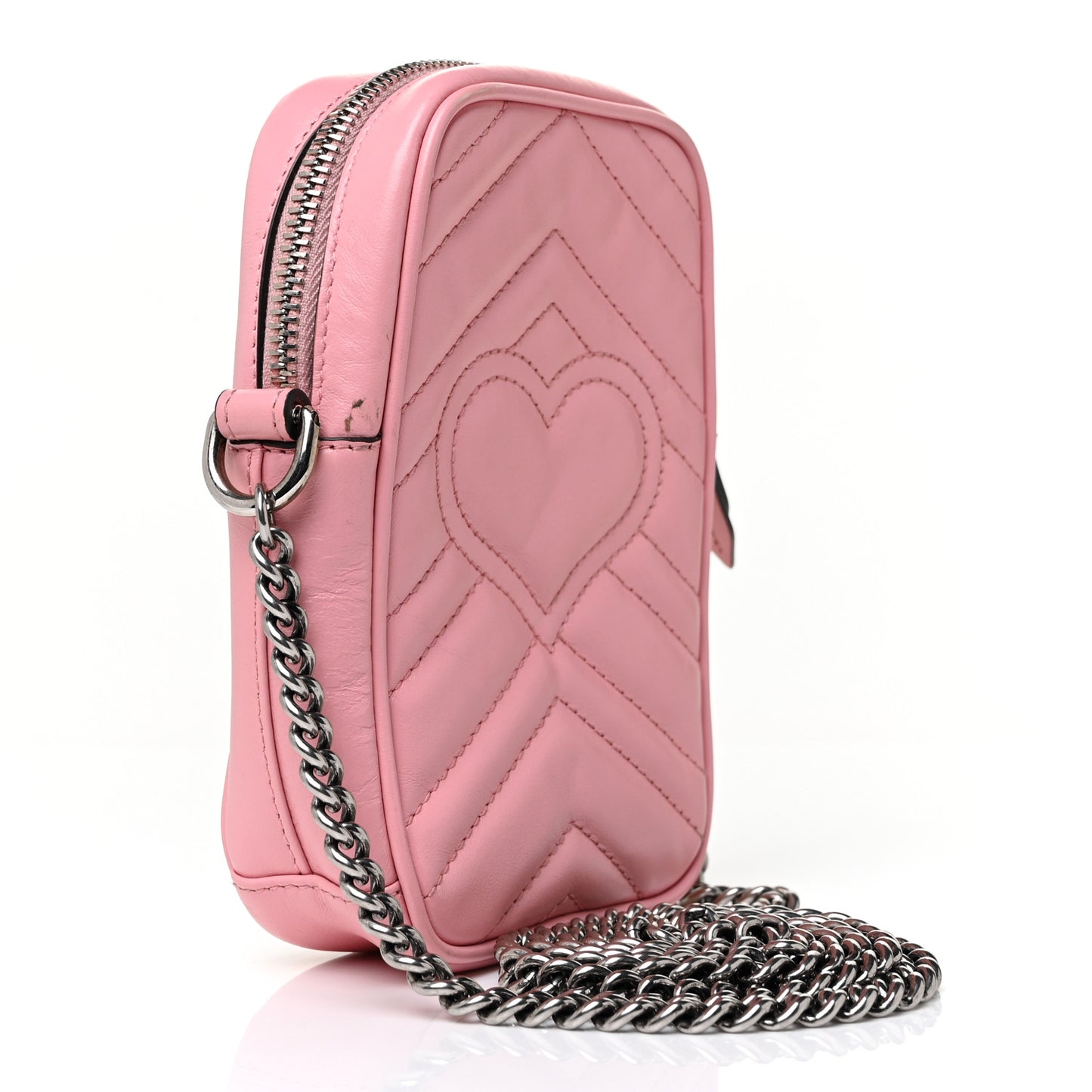 Calfskin Matelasse Mini GG Marmont Crossbody Bag Wild Rose