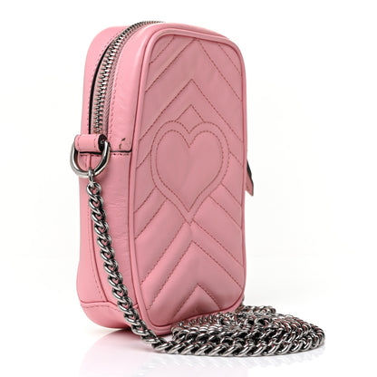 Gucci Calfskin Matelasse Mini GG Marmont Crossbody Bag Wild Rose 3 of 9