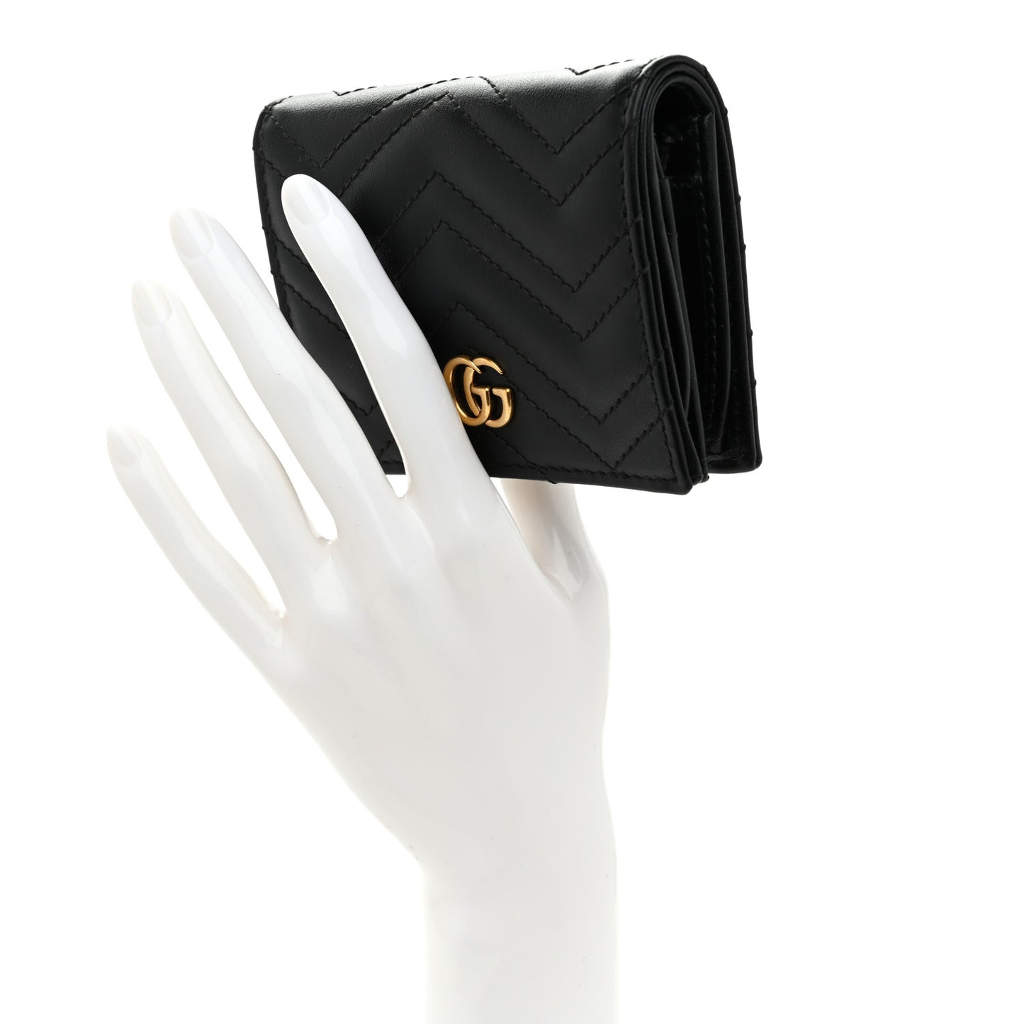 Calfskin Matelasse GG Marmont Card Case Wallet Black