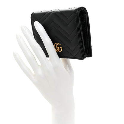 Gucci Calfskin Matelasse GG Marmont Card Case Wallet Black 2 of 8