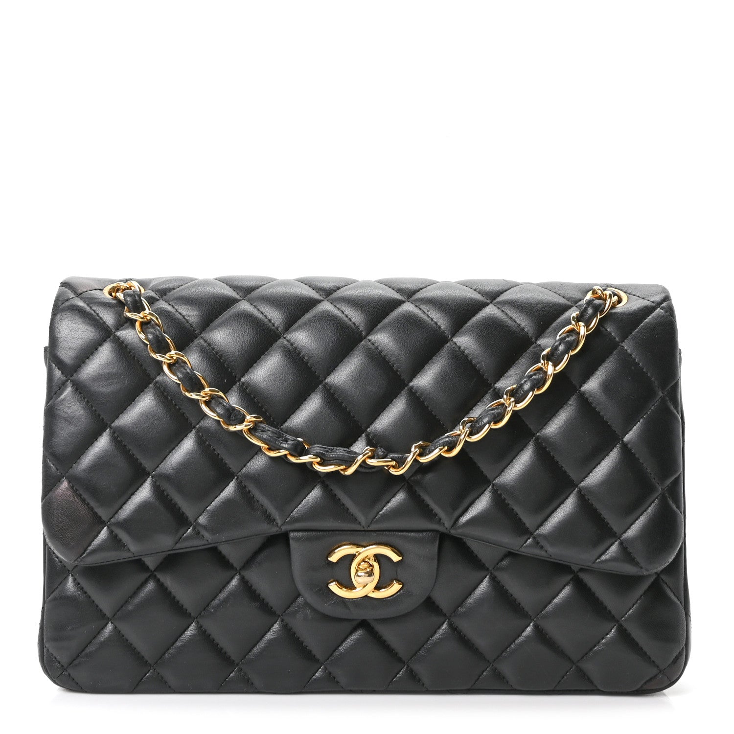 Chanel Lambskin Quilted Jumbo Double Flap Black 1 of 10