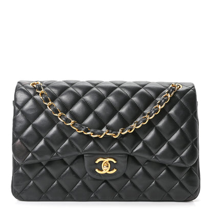 Chanel Lambskin Quilted Jumbo Double Flap Black 1 of 10