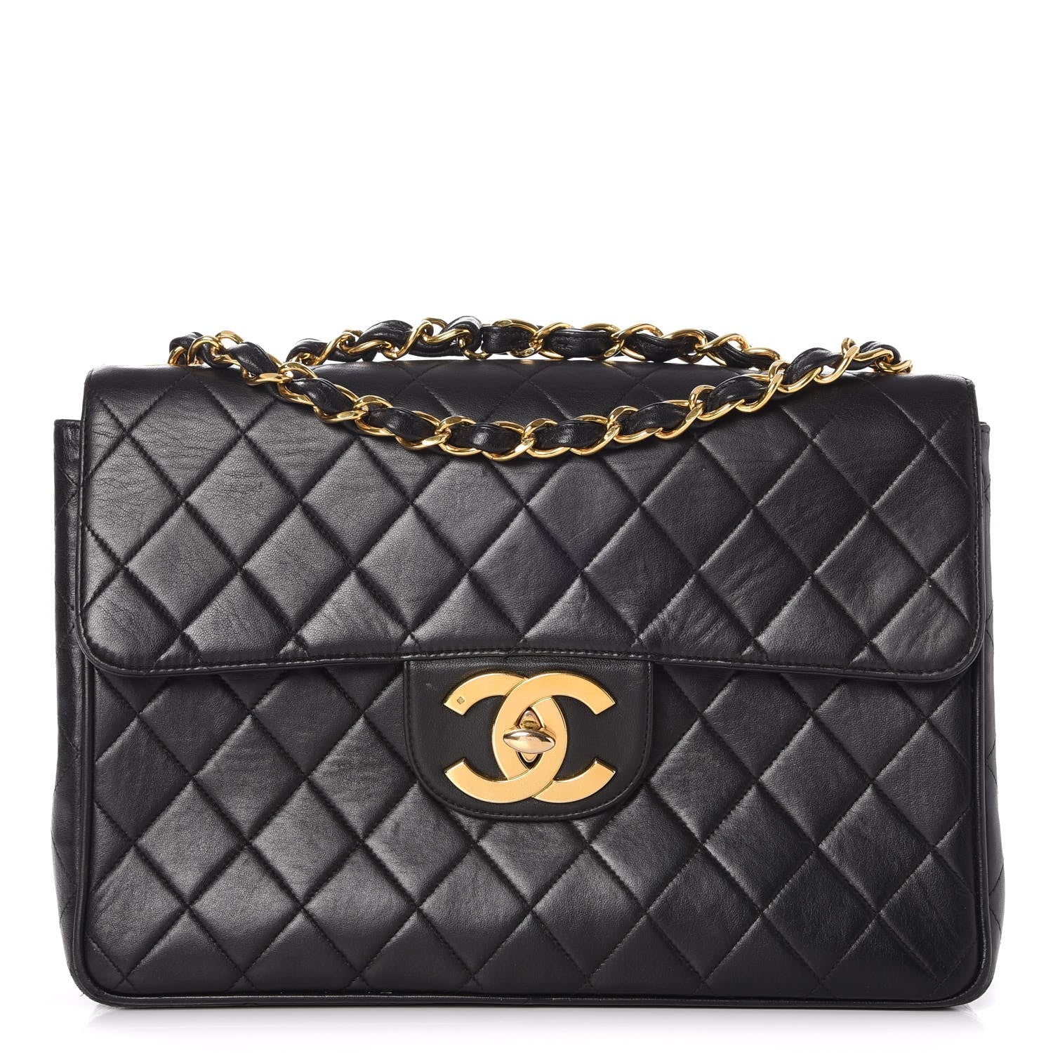 Chanel Lambskin Quilted Jumbo Single Flap Black 1 of 11
