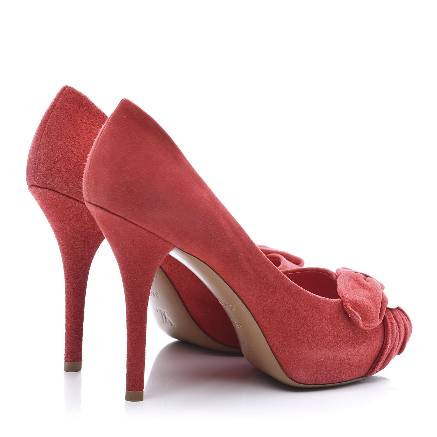 Louis Vuitton Suede Catania Pumps 36.5 Red 4 of 11