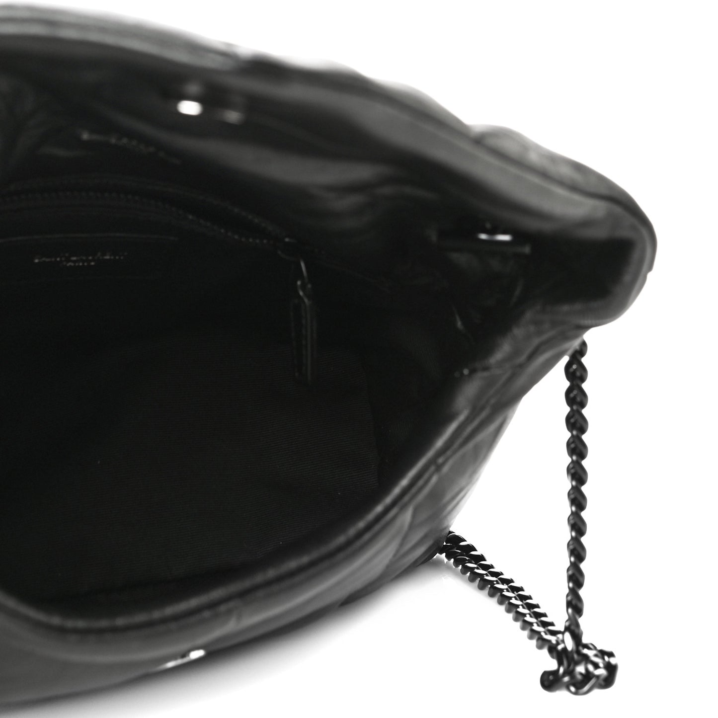 Calfskin Quilted Toy Loulou Puffer Monogram Monochrome Chain Satchel Black
