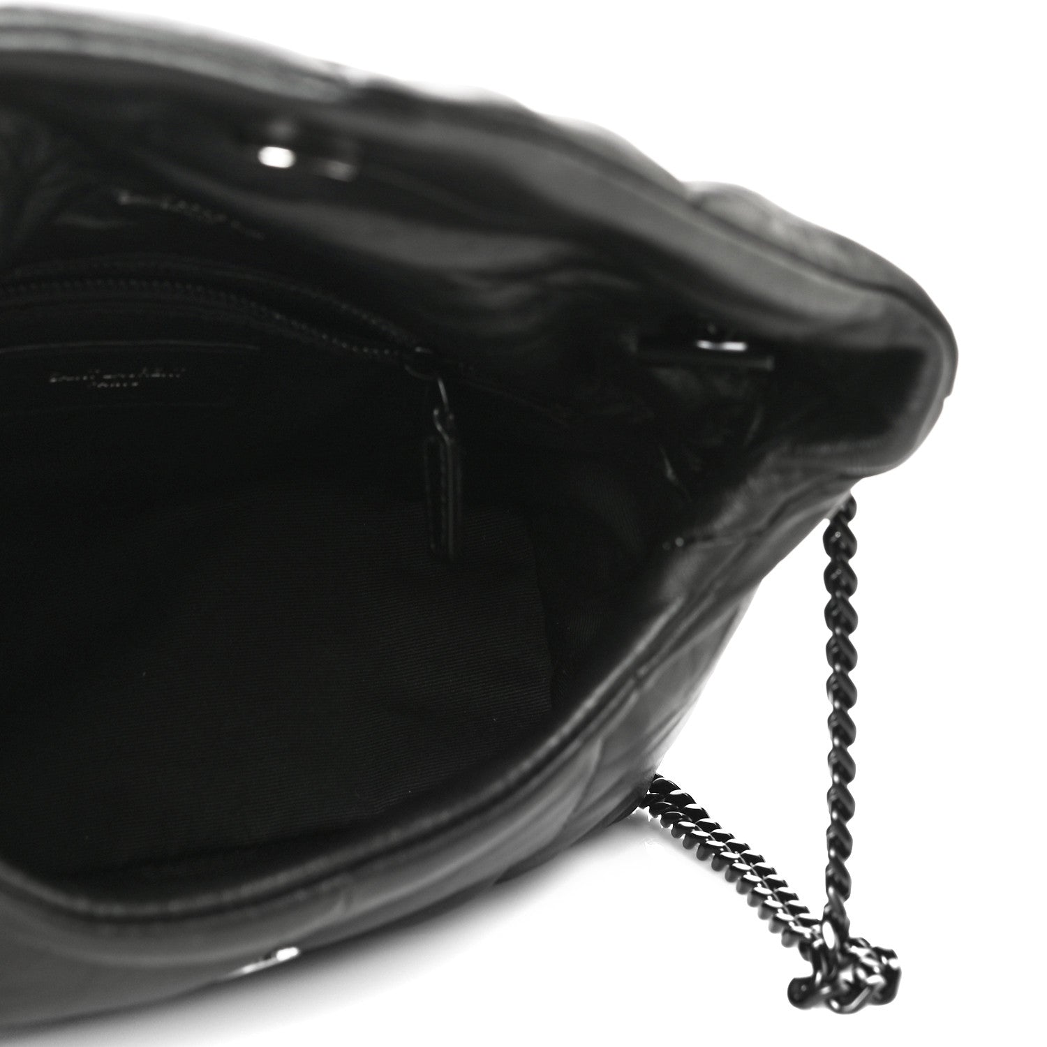 Saint Laurent Calfskin Quilted Toy Loulou Puffer Monogram Monochrome Chain Satchel Black 5 of 11