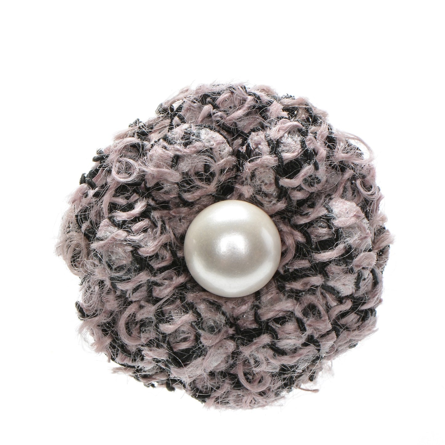 Tweed Pearl Small Camellia Brooch Pink