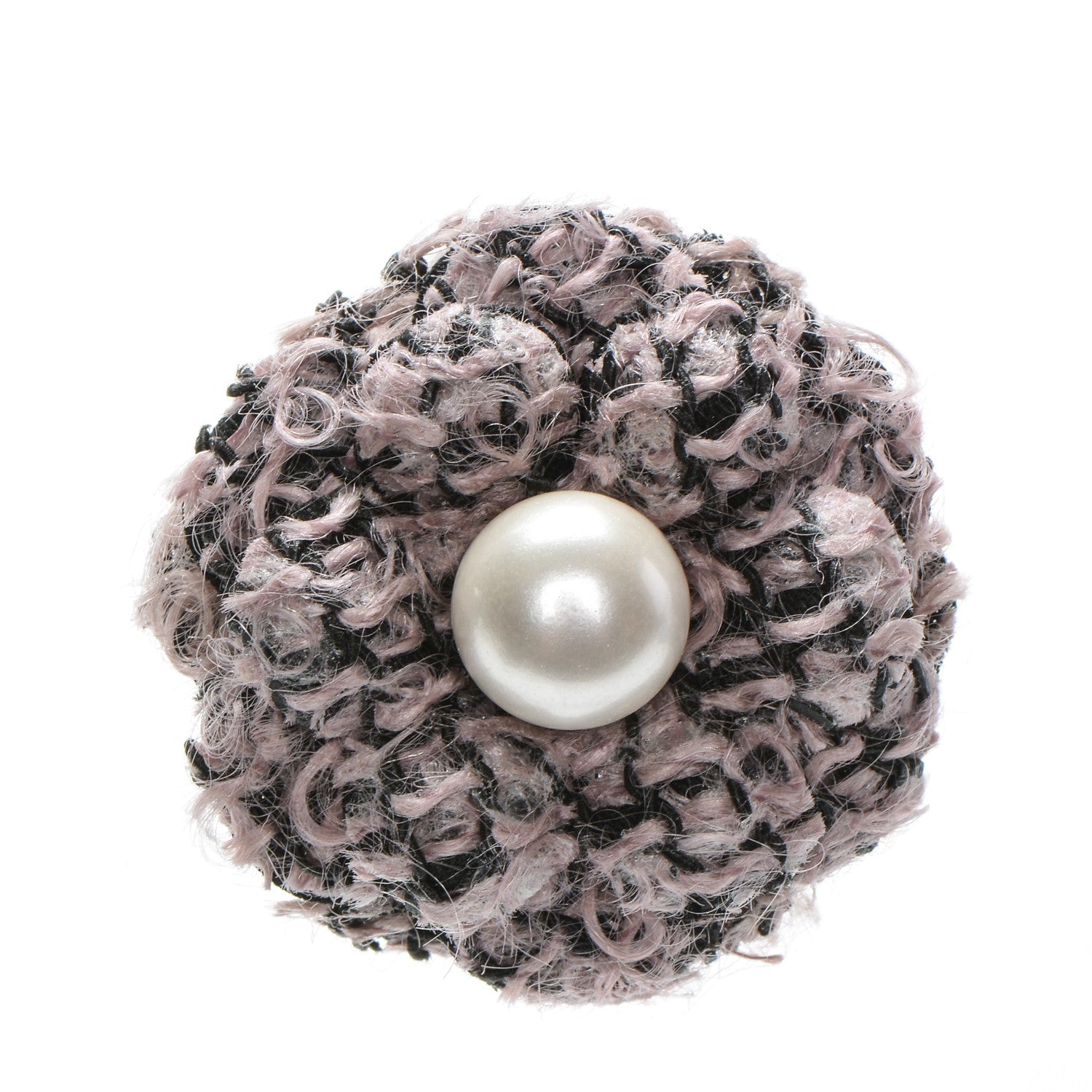 Chanel Tweed Pearl Small Camellia Brooch Pink 1 of 4