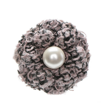 Chanel Tweed Pearl Small Camellia Brooch Pink 1 of 4