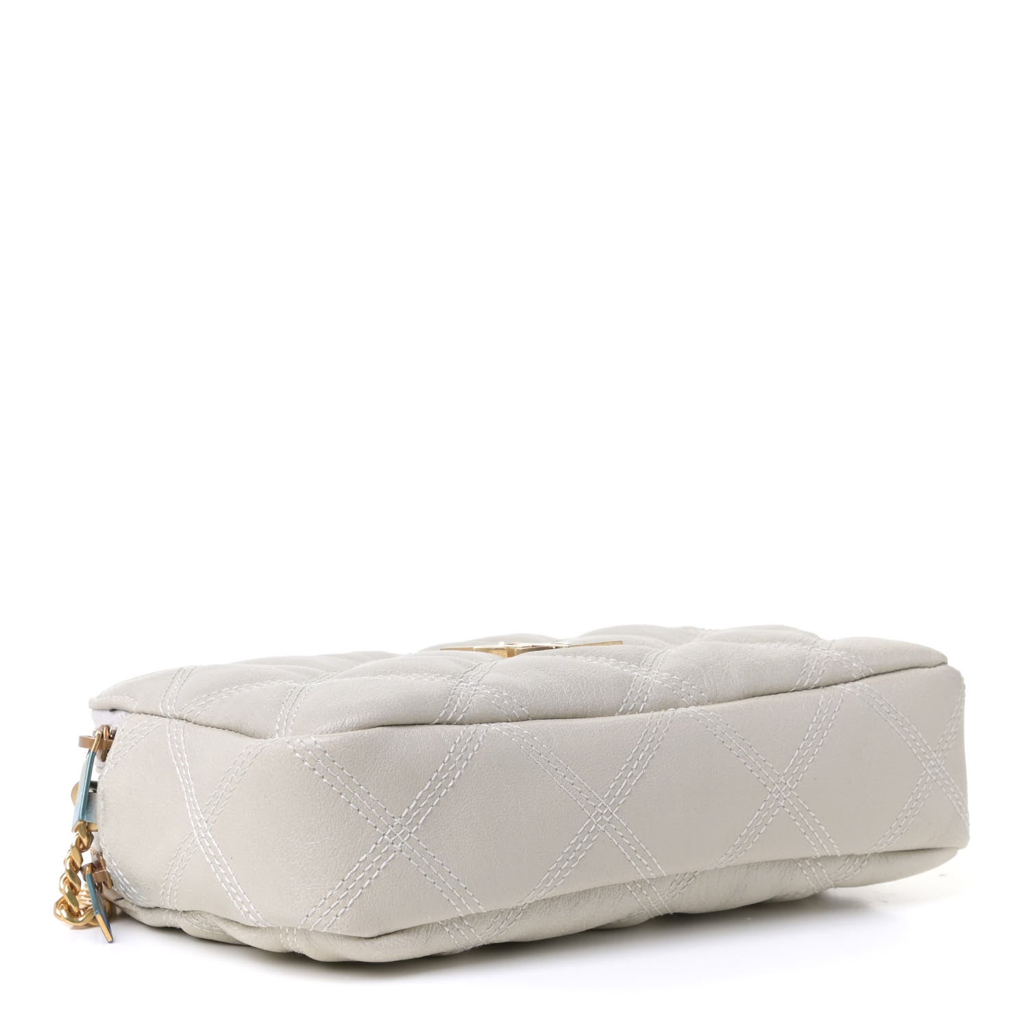 Saint Laurent Grained Lambskin Quilted Mini Becky Double Zip Bag Vintage White 3 of 5